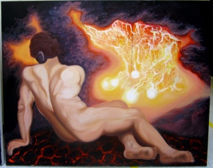 Monika Rosen, "Creative Destruction", oil on canvas, 4' x 5', April 2012