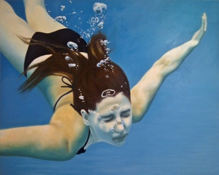 Diver, oil on wood, 60" x 48"