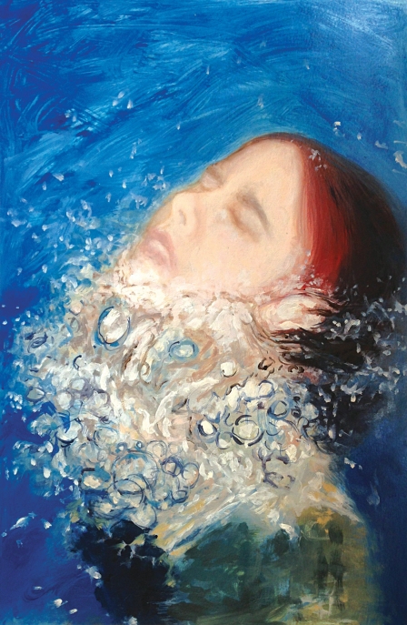 SOLD Wake, oil on paper, 22" x 15"
